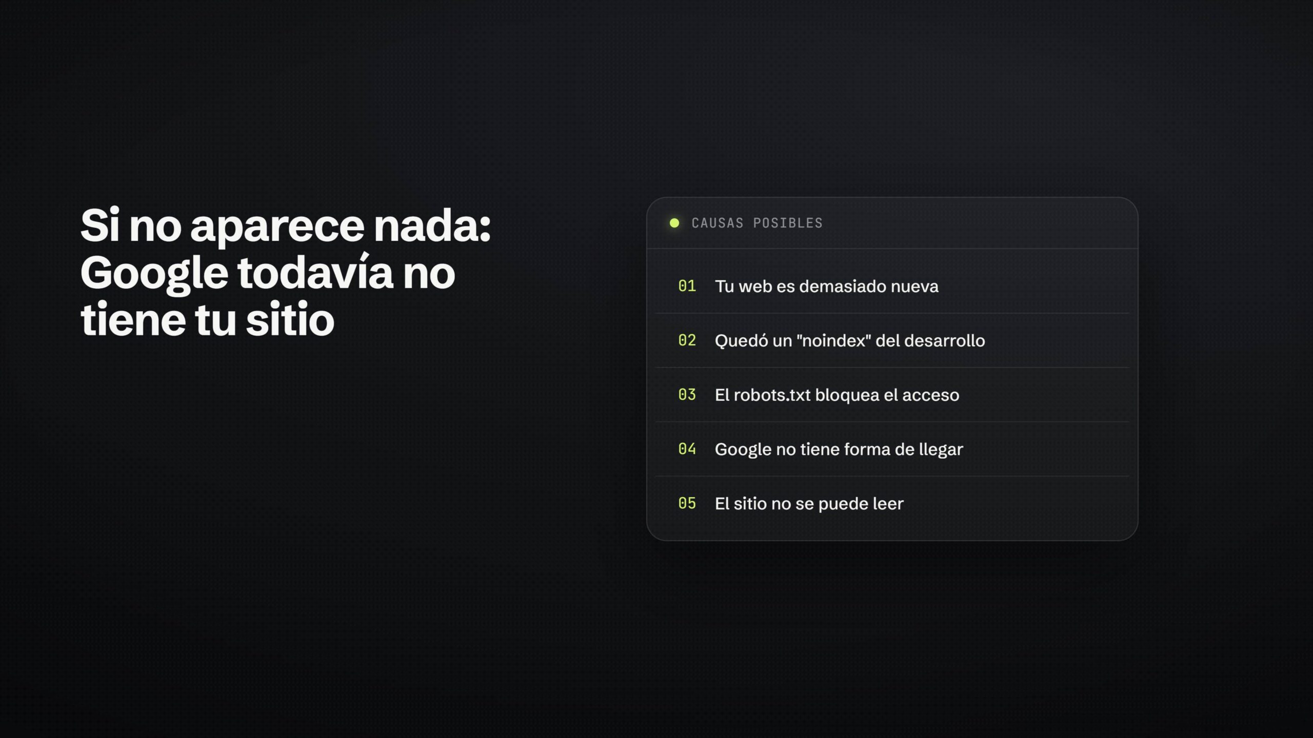 Google todavía no tiene tu sitio